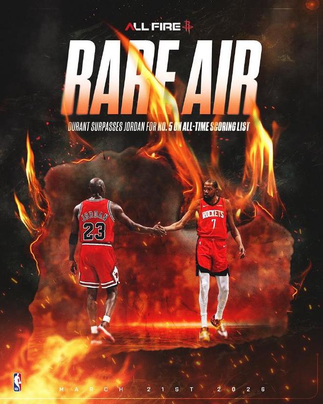 火箭连胜收官，杜兰特超越乔丹创历史